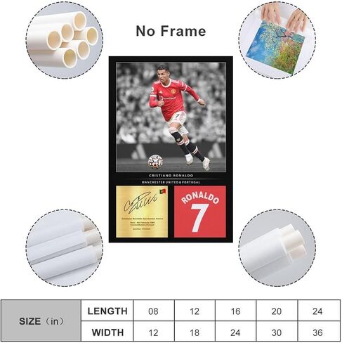 YHSGY ronaldo poster Canvas Unframed 12x18 inches Soccer Star for Boys Bedroom Walls Wall Poster Motivational posters for room aesthetic in Saudi Arabia