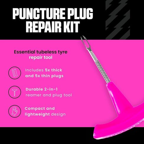 موك اوف طقم اصلاح سدادة الثقب - طقم اصلاح الاطارات بدون انبوب لدراجات ام تي بي/الطريق/الحصى - مجموعة بدون انبوب مع سدادة اطارات وسدادات اطارات in Kuwait