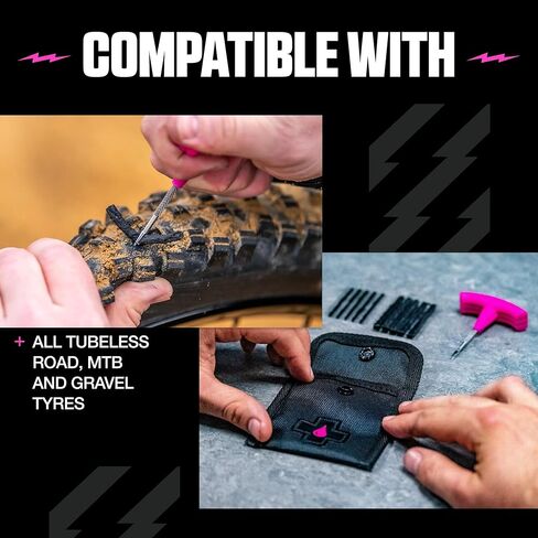 موك اوف طقم اصلاح سدادة الثقب - طقم اصلاح الاطارات بدون انبوب لدراجات ام تي بي/الطريق/الحصى - مجموعة بدون انبوب مع سدادة اطارات وسدادات اطارات in Kuwait