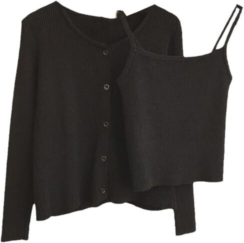 Knitted Cardigan Two 2 Piece Set Women Spring Autumn Outfits Cardigans Tops and Blouses Sets in Saudi Arabia