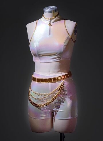 OSIAS Women Rumi Cosplay Costume White Stage Outfit with Dazzling Laser Design in Saudi Arabia