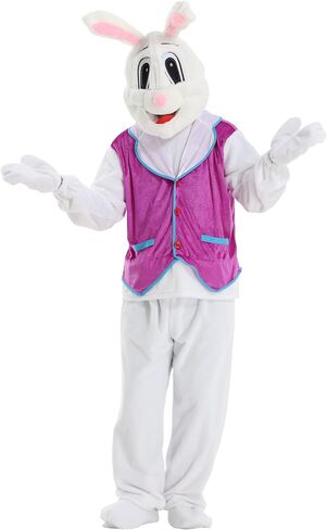 Adult Easter Bunny Costume, Cute Funny Purple Vest Rabbit Mascot Outfit for Easter Dress Up Party, One Size in Kuwait