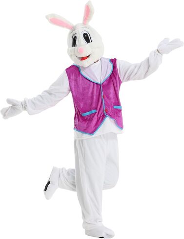 Adult Easter Bunny Costume, Cute Funny Purple Vest Rabbit Mascot Outfit for Easter Dress Up Party, One Size in Kuwait