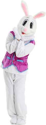 Adult Easter Bunny Costume, Cute Funny Purple Vest Rabbit Mascot Outfit for Easter Dress Up Party, One Size in Kuwait
