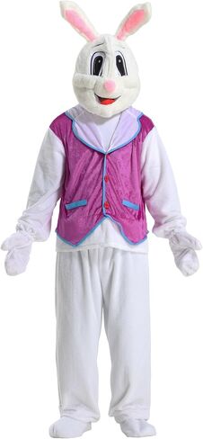 Adult Easter Bunny Costume, Cute Funny Purple Vest Rabbit Mascot Outfit for Easter Dress Up Party, One Size in Kuwait