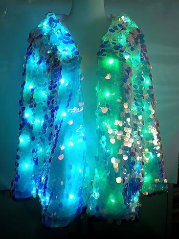 شهم إمرأة بنات 15 لون LED تضيء سترة متألقة بالترتر للجنسين يتوهم المجسم بريق فستان أداء الحفلات in Saudi Arabia