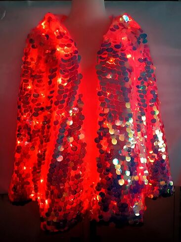 شهم إمرأة بنات 15 لون LED تضيء سترة متألقة بالترتر للجنسين يتوهم المجسم بريق فستان أداء الحفلات in Saudi Arabia