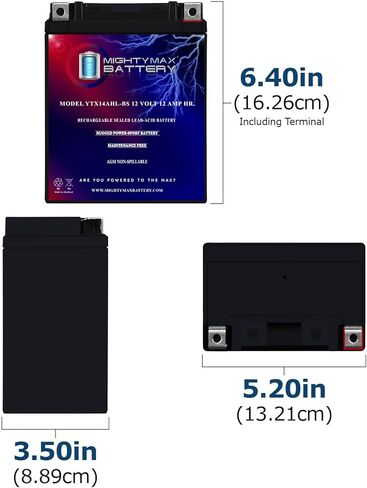 Mighty Max Battery YTX14AHL 12V 12Ah Battery for Kawasaki 650 KL650-A, E, KLR 2015-2016 in Saudi Arabia