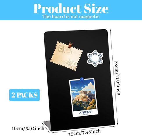 2 Pack Magnetic Bulletin Board with Easel Stand, 11 x 7.5 Inch Magnetic Metal Board for Tabletop, Memo Display Boards for Home, School, Kitchen, Office, Black in Kuwait