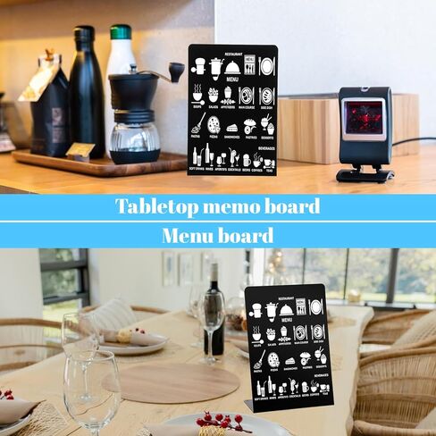 2 Pack Magnetic Bulletin Board with Easel Stand, 11 x 7.5 Inch Magnetic Metal Board for Tabletop, Memo Display Boards for Home, School, Kitchen, Office, Black in Kuwait