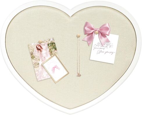 Heart-Shaped Bulletin Board with Linen, Cork Board Alternative for Wall, Approx. 17 x 15 inch Pin Board for Office, Home, School, Valentine's Decor(WH-AX-MB) in Kuwait