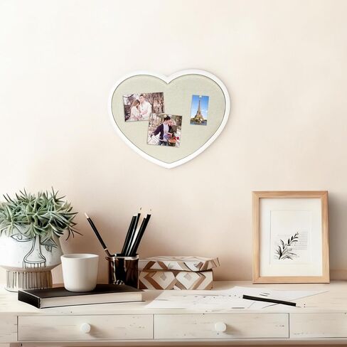 Heart-Shaped Bulletin Board with Linen, Cork Board Alternative for Wall, Approx. 17 x 15 inch Pin Board for Office, Home, School, Valentine's Decor(WH-AX-MB) in Kuwait