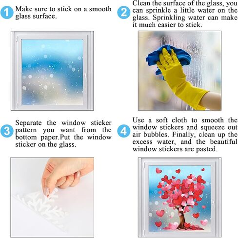Whaline 6 Sheets St. Patrick' s Day Window Clings Valentine' s Day Window Decal Watercolor Love Heart & Clover Tree Reusable Anti-Collision Windows Decor for Holiday Party Supplies in Saudi Arabia