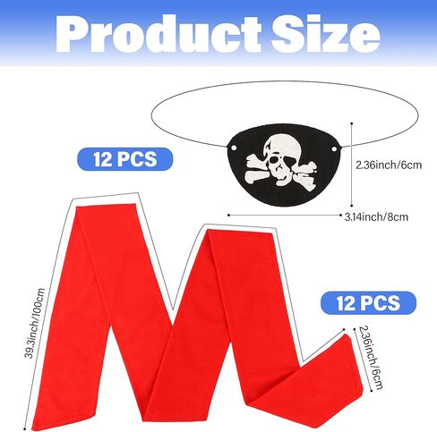 Chanaco 24Pcs Pirate Accessories Costume Women Pirate Bandana Supplies for Men Eye Patches and Headband Outfit Party Favors for Cosplayer in Kuwait