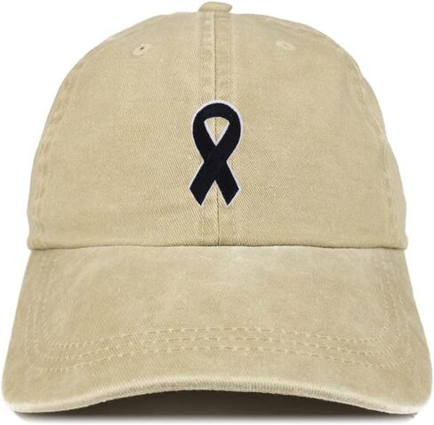 Trendy Apparel Shop Melanoma Awareness Black Ribbon Patch Pigment Dyed Washed Baseball Cap in Saudi Arabia