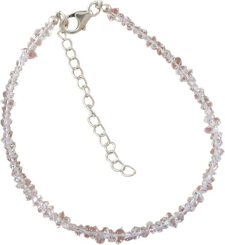 Natural Herkimer Gemstone Beaded Bracelet with 2" Extension Wristband Unisex Wristlet April Birthstone in Kuwait