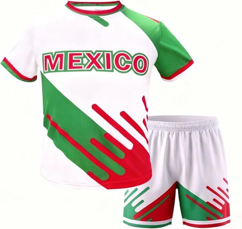 Mexico Kids Boys Youth Sports Soccer Football Kit Jersey Shirt Shorts Set in Kuwait