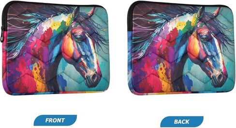 Colorful Painting Horse Laptop Sleeve Case Bag Compatible with MacBook Air/Pro, Quilted Puffer Laptop Carrying Case Cover for 13-14 Inch Laptops in Kuwait