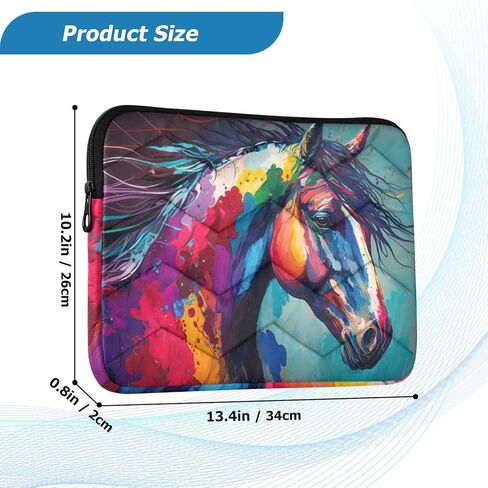 Colorful Painting Horse Laptop Sleeve Case Bag Compatible with MacBook Air/Pro, Quilted Puffer Laptop Carrying Case Cover for 13-14 Inch Laptops in Kuwait