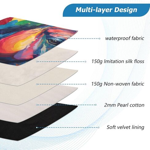 Colorful Painting Horse Laptop Sleeve Case Bag Compatible with MacBook Air/Pro, Quilted Puffer Laptop Carrying Case Cover for 13-14 Inch Laptops in Kuwait