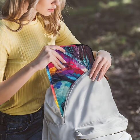 Colorful Painting Horse Laptop Sleeve Case Bag Compatible with MacBook Air/Pro, Quilted Puffer Laptop Carrying Case Cover for 13-14 Inch Laptops in Kuwait