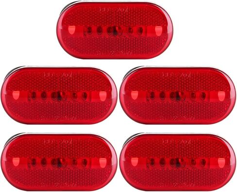 5x RV مقطورة ماركر LED ضوء 6 Led أحمر الجانب ماركر التخليص أضواء أضواء المؤشر ث/عدسة عاكسة سطح جبل لشاحنة شاحنة شاحنة التخييم 12 فولت in Saudi Arabia