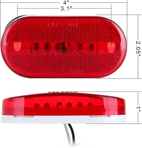 5x RV مقطورة ماركر LED ضوء 6 Led أحمر الجانب ماركر التخليص أضواء أضواء المؤشر ث/عدسة عاكسة سطح جبل لشاحنة شاحنة شاحنة التخييم 12 فولت in Saudi Arabia