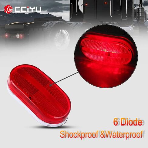 5x RV مقطورة ماركر LED ضوء 6 Led أحمر الجانب ماركر التخليص أضواء أضواء المؤشر ث/عدسة عاكسة سطح جبل لشاحنة شاحنة شاحنة التخييم 12 فولت in Saudi Arabia