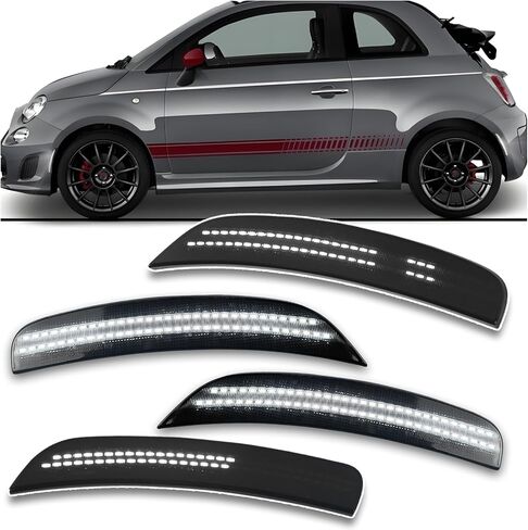 Smoke Dynamic LED Side Marker Light Kit for 2012-2017 Fiat 500 Abarth 2-Door Hatchback - Sequential White Front & Rear side marker Turn Signals | Plug & Play 4-Piece Kit in Saudi Arabia