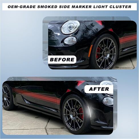 Smoke Dynamic LED Side Marker Light Kit for 2012-2017 Fiat 500 Abarth 2-Door Hatchback - Sequential White Front & Rear side marker Turn Signals | Plug & Play 4-Piece Kit in Saudi Arabia