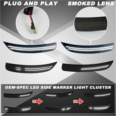 Smoke Dynamic LED Side Marker Light Kit for 2012-2017 Fiat 500 Abarth 2-Door Hatchback - Sequential White Front & Rear side marker Turn Signals | Plug & Play 4-Piece Kit in Saudi Arabia