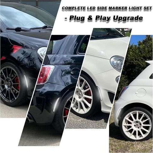 Smoke Dynamic LED Side Marker Light Kit for 2012-2017 Fiat 500 Abarth 2-Door Hatchback - Sequential White Front & Rear side marker Turn Signals | Plug & Play 4-Piece Kit in Saudi Arabia