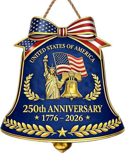 الولايات المتحدة الأمريكية الذكرى السنوية الـ 250 للديكور علامة باب النسر الخشبي 1776-2026 إكليل الحرية ديكور للباب الأمامي لافتات الحائط أكاليل الديكور علامة معلقة لمستلزمات ديكور الحائط المنزلي (1، ج) in Kuwait