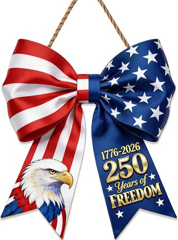 الولايات المتحدة الأمريكية الذكرى السنوية الـ 250 للديكور علامة باب النسر الخشبي 1776-2026 إكليل الحرية ديكور للباب الأمامي لافتات الحائط أكاليل الديكور علامة معلقة لمستلزمات ديكور الحائط المنزلي (1، ج) in Kuwait