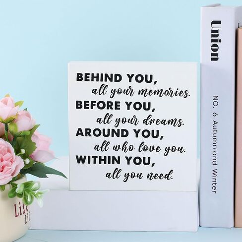 Graduation Quote Wood Box Sign - Wooden Behind You All Your Memories Plaque -2026 Graduation Decorations Gifts for Her Grad Party Decor for Desk Home Shelf Wall in Saudi Arabia