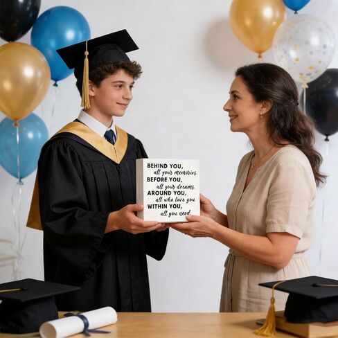Graduation Quote Wood Box Sign - Wooden Behind You All Your Memories Plaque -2026 Graduation Decorations Gifts for Her Grad Party Decor for Desk Home Shelf Wall in Saudi Arabia