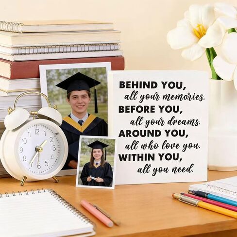 Graduation Quote Wood Box Sign - Wooden Behind You All Your Memories Plaque -2026 Graduation Decorations Gifts for Her Grad Party Decor for Desk Home Shelf Wall in Saudi Arabia