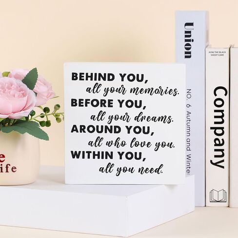 Graduation Quote Wood Box Sign - Wooden Behind You All Your Memories Plaque -2026 Graduation Decorations Gifts for Her Grad Party Decor for Desk Home Shelf Wall in Saudi Arabia