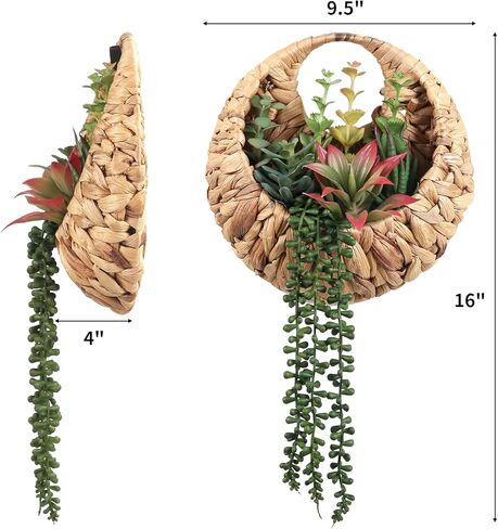 Fake Plants Hanging Artificial Succulents Plants in Woven Basket, Faux String of Pearls Greenery Plants for Living Room Bathroom Boho Wall Decor in Saudi Arabia