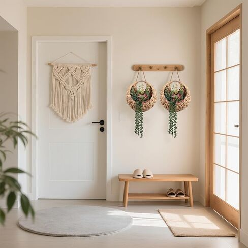 Fake Plants Hanging Artificial Succulents Plants in Woven Basket, Faux String of Pearls Greenery Plants for Living Room Bathroom Boho Wall Decor in Saudi Arabia