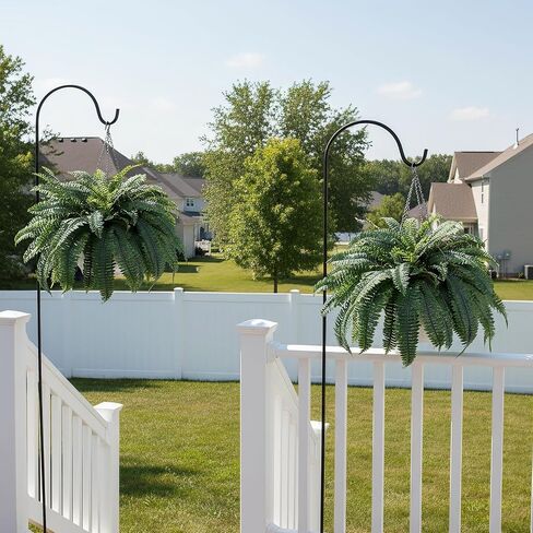 Set of 2 Faux Ferns 72 Fronds, 48" Large Fake Plants Boston Ferns with Hanging Basket UV Resistant Artificial Greenery Plant Outdoor for Front Porch Living Room Garden Decor in Kuwait