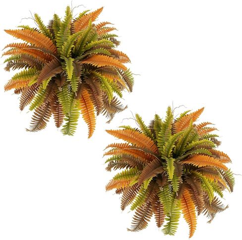 35" Artificial Boston Fern Bush Plant, 2 Faux Ferns for Outdoors Large, Fake Ferns Realistic Artificial Plants with 39 Fronds for Garden Porch Patio Home Office Living Room Decor Green in Kuwait