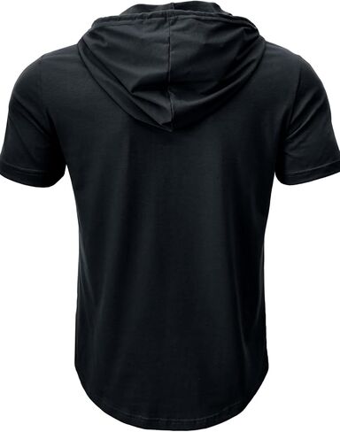 Mens Hooded Henley T Shirt Button Front Short Sleeve Casual Lightweight Breathable Tee for Everyday Wear in Saudi Arabia