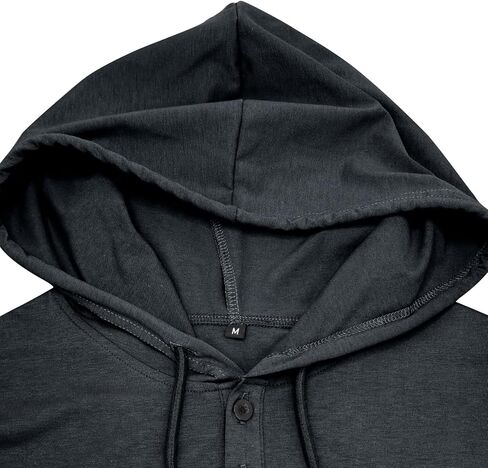 Mens Hooded Henley T Shirt Button Front Short Sleeve Casual Lightweight Breathable Tee for Everyday Wear in Saudi Arabia