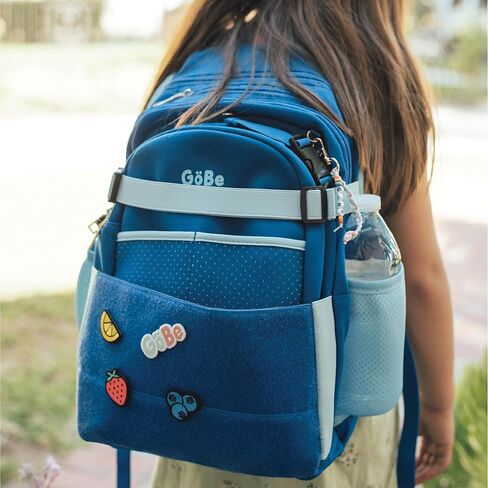 GoBe Kids Travel Backpack with Lunchbag Combo – Washable, Lightweight Luggage Backpack with Customizable Patches, Preschool, Kindergarten - Durable For Travel, School, Airplane, Ages 3-8, Blue in Kuwait