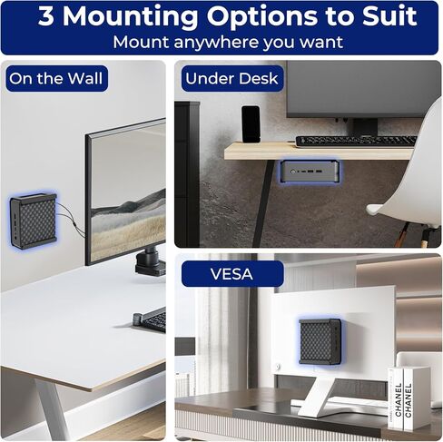 حامل كمبيوتر صغير لجهاز Beelink Mini PC Vesa Mount/Wall Mount/Under Desk، لـ SER5/SER5 Pro/SER5 MAX/S12 Pro/S13/SER6 Pro/SER3/SER4/EQ12/EQ13/Mini S/S12/SEi12/SEi12 Pro والمزيد، مع لوحة ماوس in Kuwait