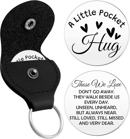 Memorial Gifts Pocket Hug Token Sympathy Gifts for Loss of Mom Dad Brothers Sisters Family Husband Wife Grieving Condolences Gift for Remembrance In Memory of Family Coin with Black Leather Key Chain in Saudi Arabia