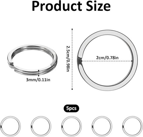 Titanium Key Ring, 25 mm Titanium Split Ring, Side Pushing TitaniumKeyring for KeyChain Car Keys Dog Tag Rings (5 Pack) in Saudi Arabia