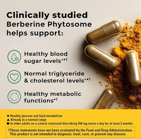 Nature Made Better Absorption Berberine Phytosome Capsules, 1100mg Per 2 Capsules Daily, Berberine Supplement for Cardiovascular Health Support, 60 Capsules, 30 Day Supply in Kuwait