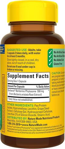 Nature Made Better Absorption Berberine Phytosome Capsules, 1100mg Per 2 Capsules Daily, Berberine Supplement for Cardiovascular Health Support, 60 Capsules, 30 Day Supply in Kuwait